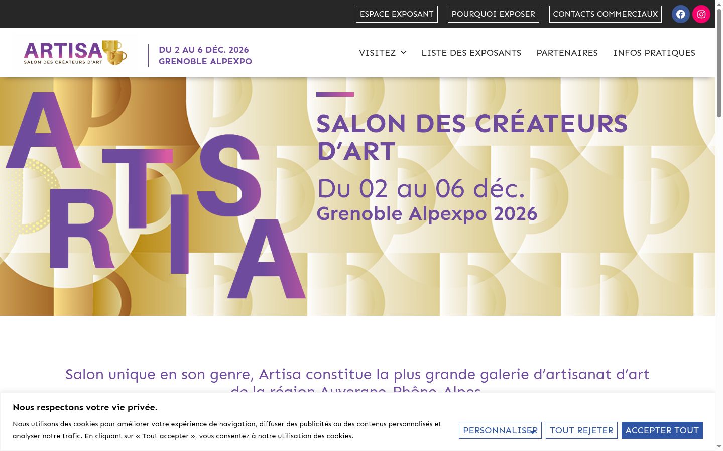 Capture d'écran de la bannière de consentement affichée avant toute interaction