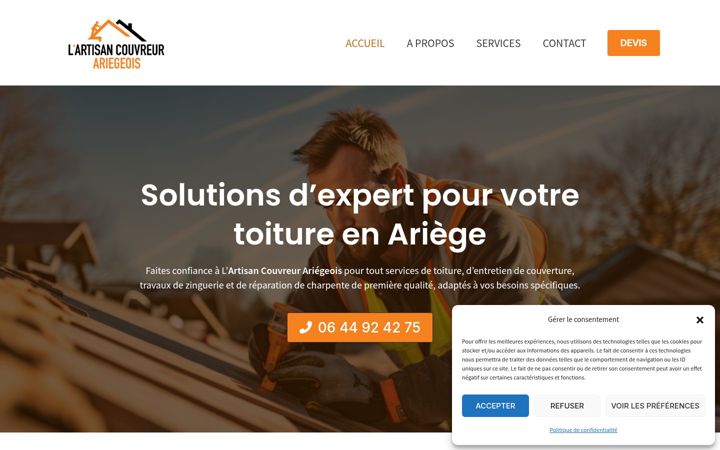 Snimka zaslona za artisan-couvreur-ariegeois.fr
