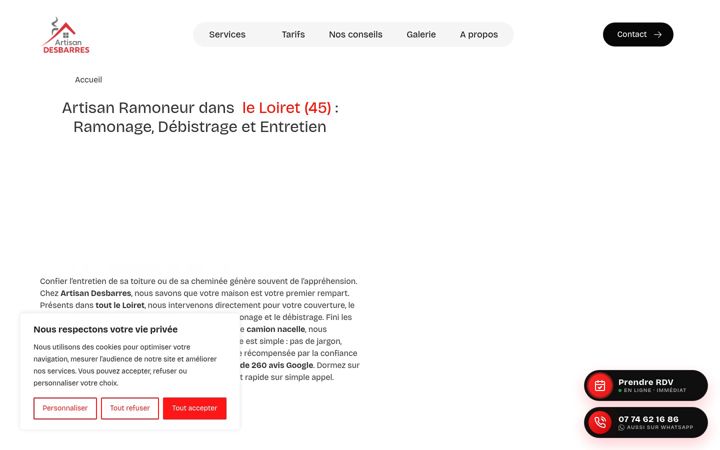 Zrzut ekranu artisan-desbarres-ramonage.fr