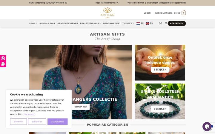 Skjámynd af artisan-gifts.nl