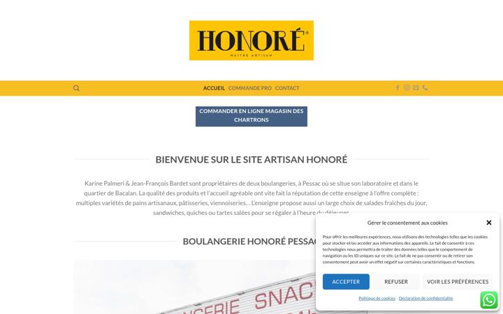 Skjámynd af artisan-honore.fr