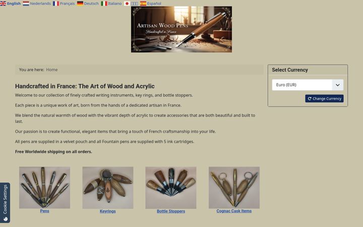Screenshot von artisan-pens.com