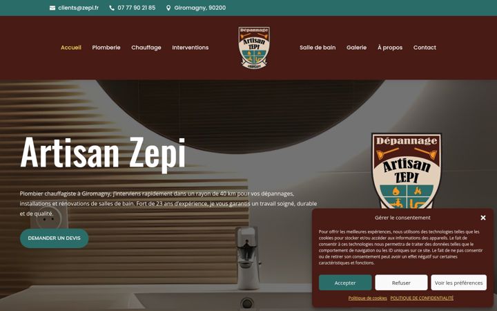 Екранна снимка на artisan-zepi.fr