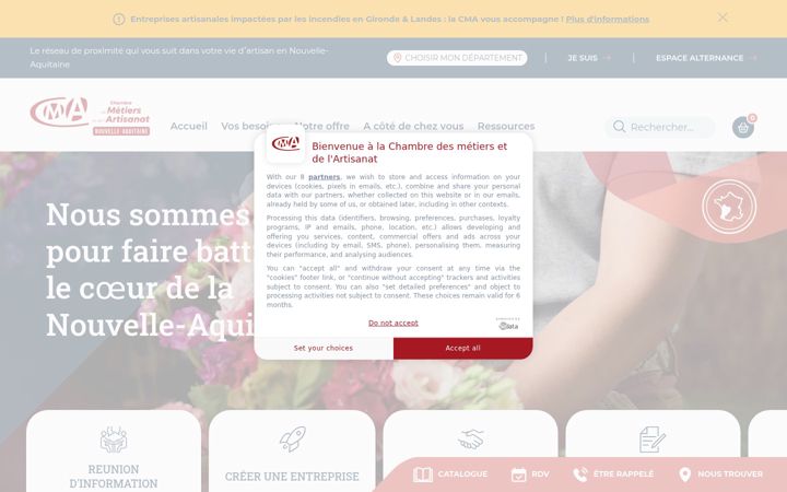 Екранна снимка на artisanat-nouvelle-aquitaine.fr