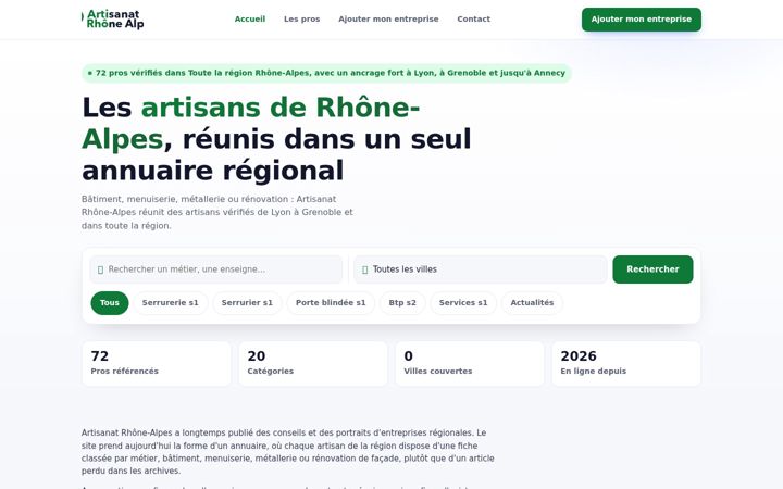 Screenshot stránky artisanat-rhonealpes.fr
