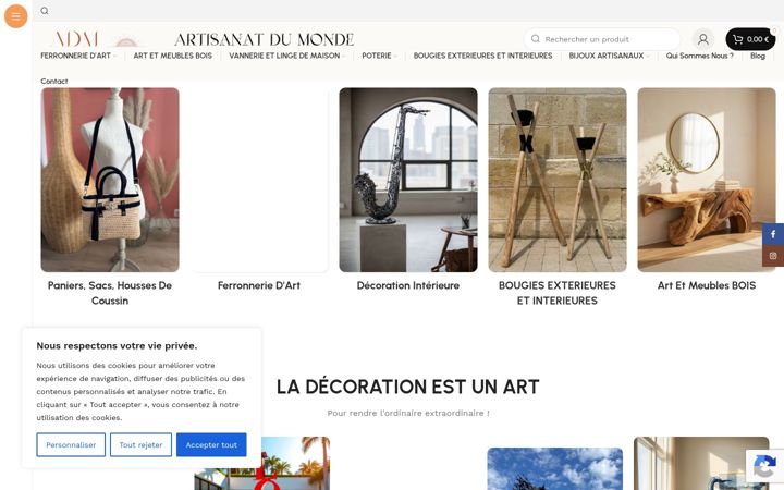 Screenshot stránky artisanatdumondedeco.fr
