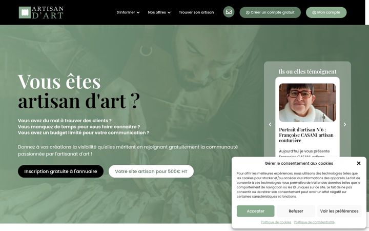 Screenshot ta' artisandart.fr
