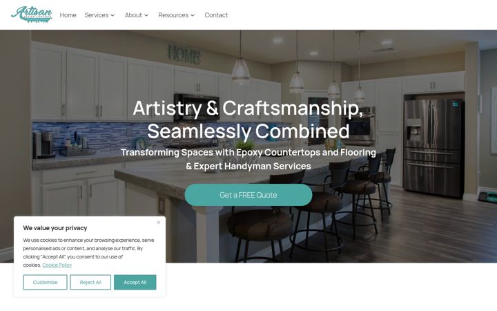Screenshot ta' artisandesignconcepts.com