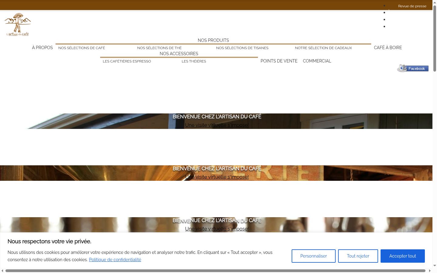 Capture d'écran de la bannière de consentement affichée avant toute interaction