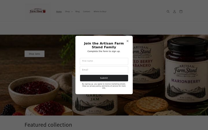 Screenshot ta' artisanfarmstand.com