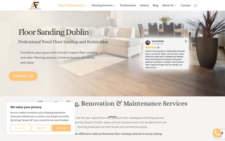 Screenshot von artisanflooring.ie