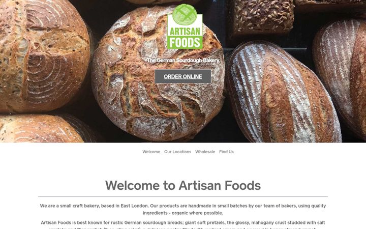 Screenshot ta' artisanfoods.co.uk