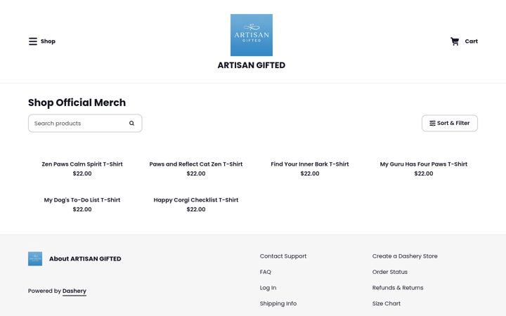 Screenshot of artisangifted.store