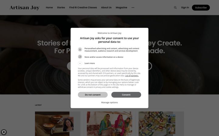 Képernyőkép: artisanjoy.com
