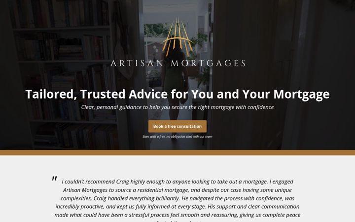 Ekrano kopija artisanmortgages.co.uk