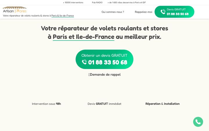 Snimka zaslona za artisanstores.fr