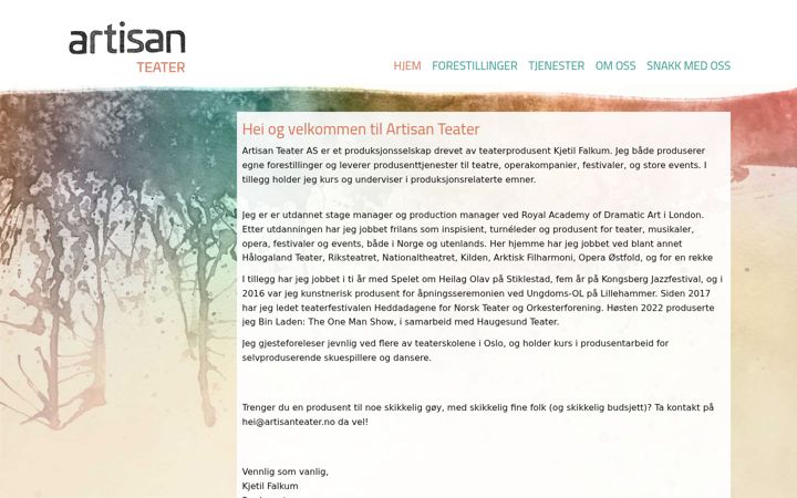 Screenshot of artisanteater.no