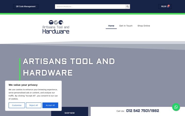 Screenshot of artisantool.co.za