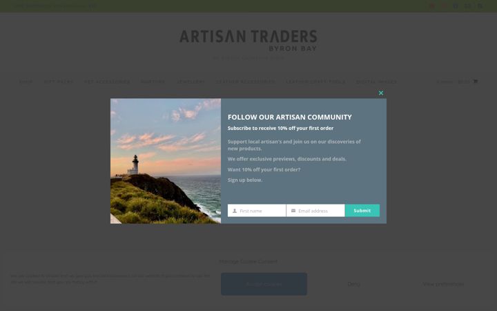 Snimka zaslona za artisantraders.com.au