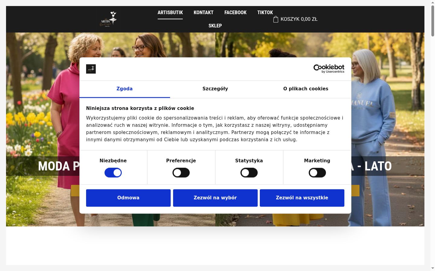 Ekrānuzņēmums ar piekrišanas baneri, kas tika rādīts pirms jebkādas mijiedarbības