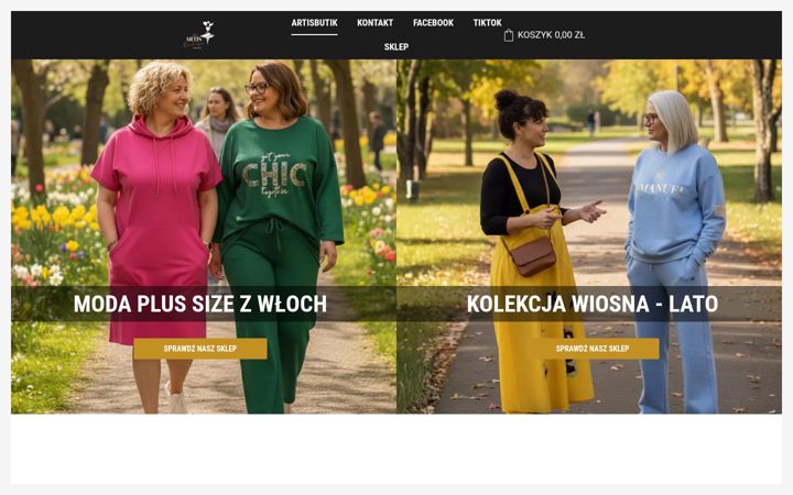 Snímek obrazovky artisbutikodziezwloska.pl