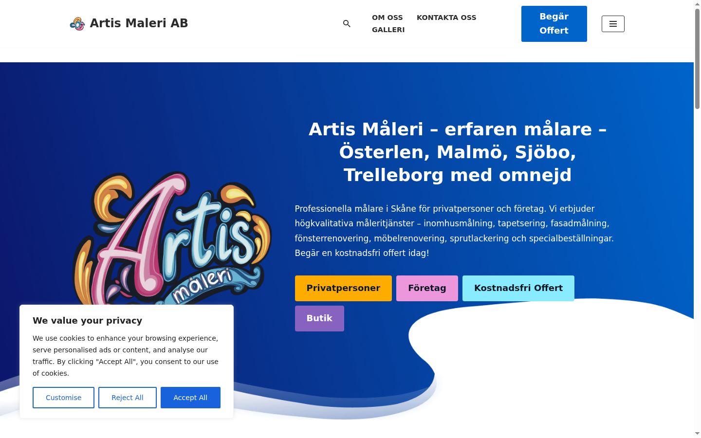Screenshot del banner di consenso mostrato prima di qualsiasi interazione