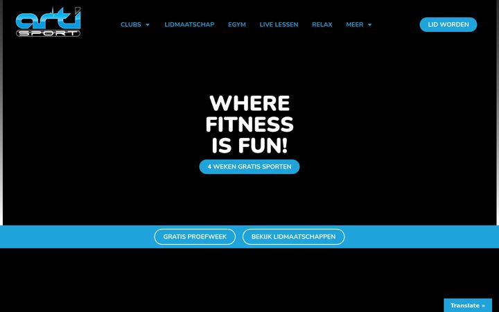 Screenshot of artisport.nl