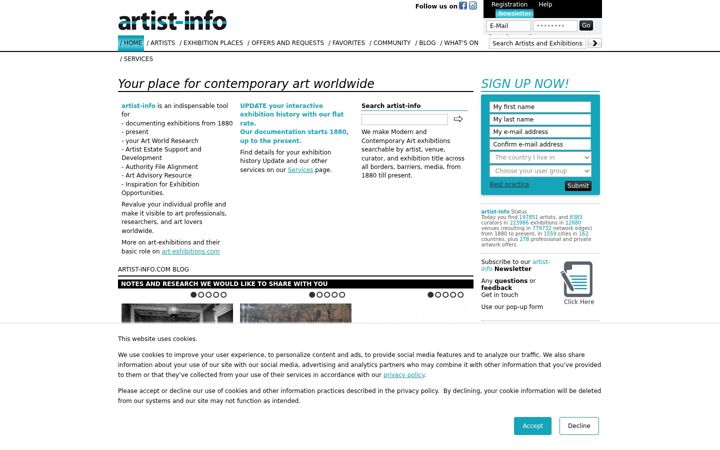 Screenshot of artist-info.com