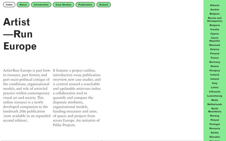 Screenshot of artist-run.eu