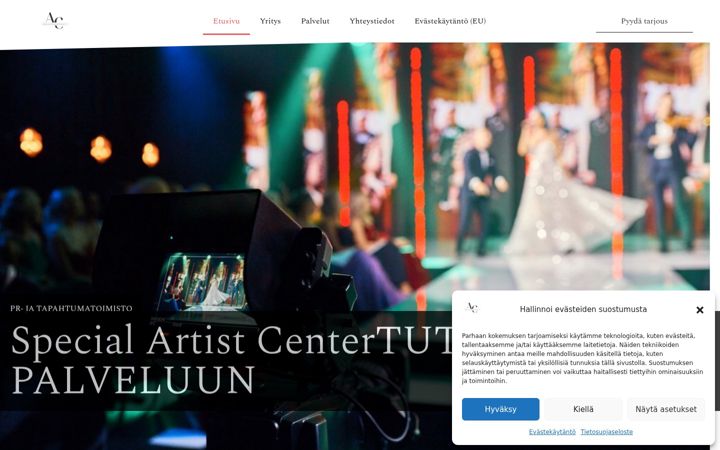 Screenshot of artistcenter.fi