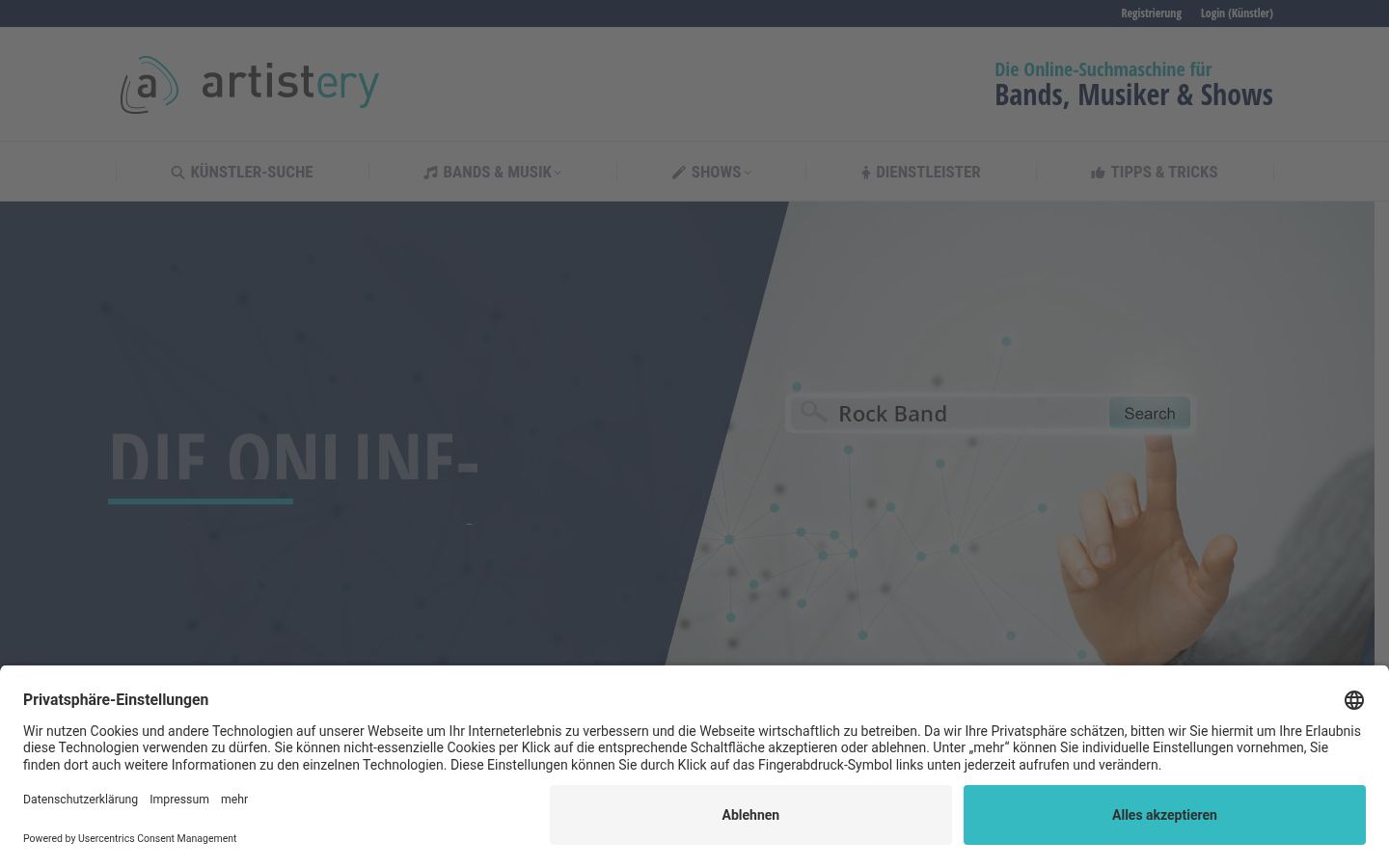 Screenshot of the consent banner shown before any interaction