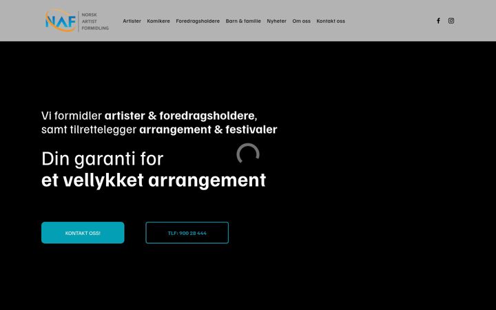 Screenshot of artistformidling.no