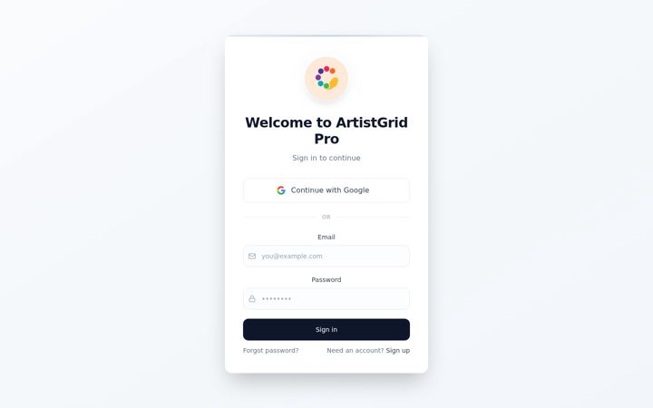 Screenshot of artistgrid.pro