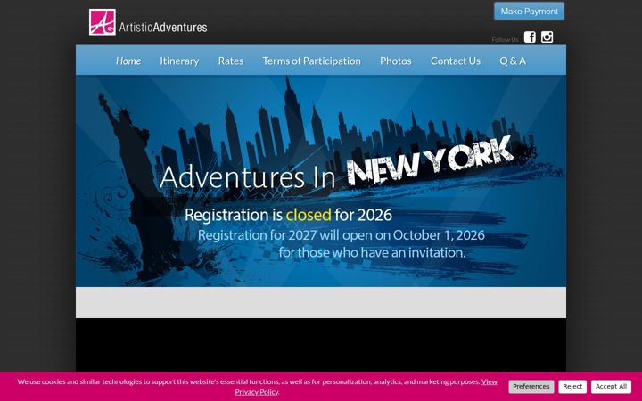Screenshot of artistic-adventures.net