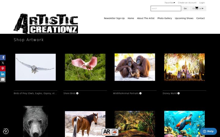 Screenshot von artisticcreationz.com