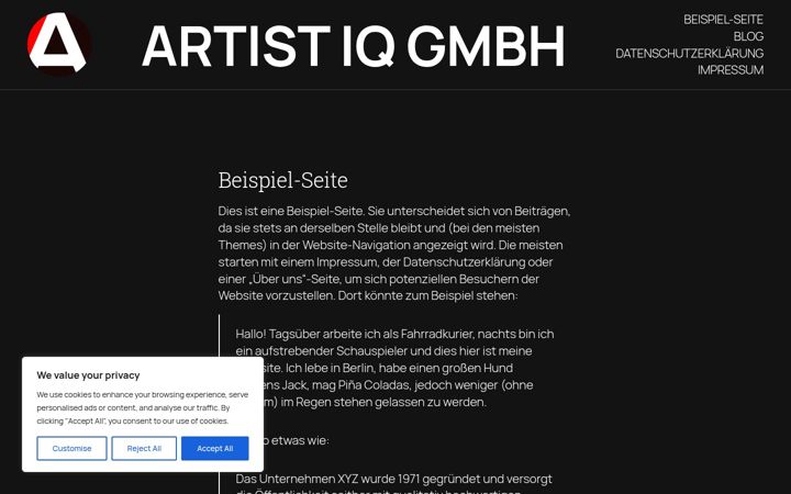 Ekrano kopija artistiq.de