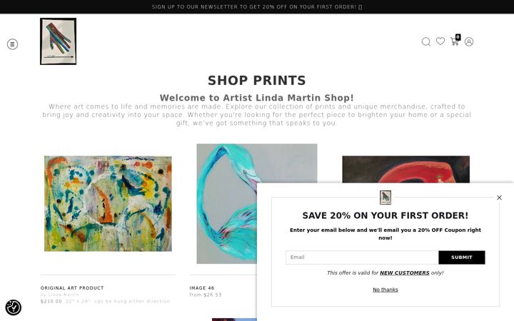 Screenshot of artistlindamartin.art