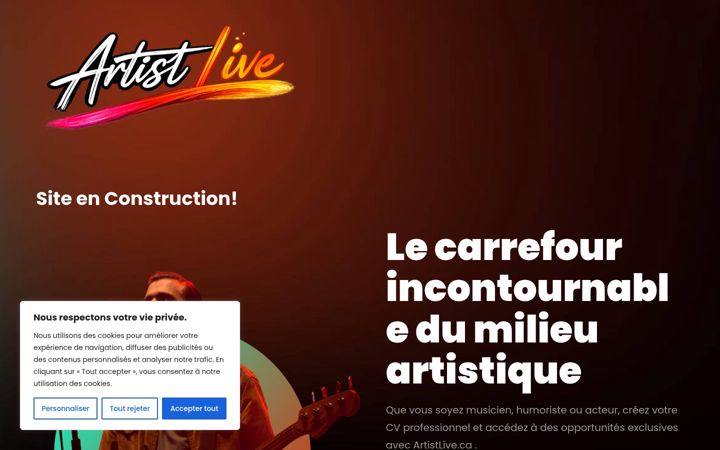 Screenshot of artistlive.ca