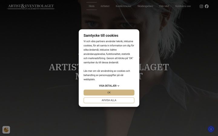 Screenshot ta' artistocheventbolaget.com