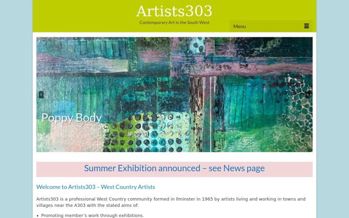 Skärmbild av artists303.org.uk