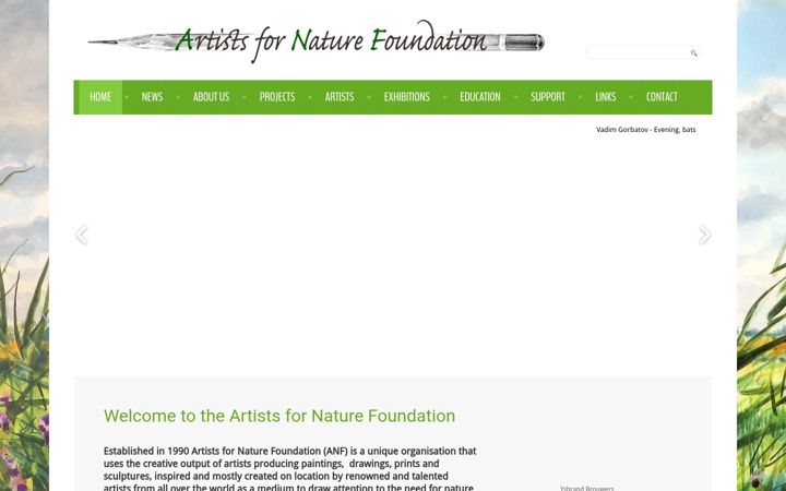Ekraanipilt saidist artistsfornature.com