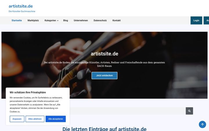 Screenshot ta' artistsite.de