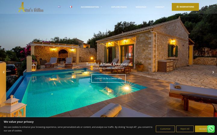 Capture d'écran de artistsvillas.com