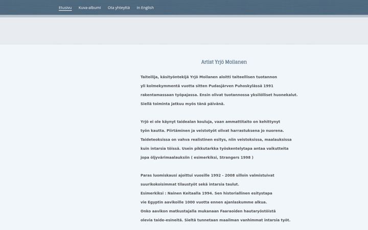 Screenshot of artistyki.fi