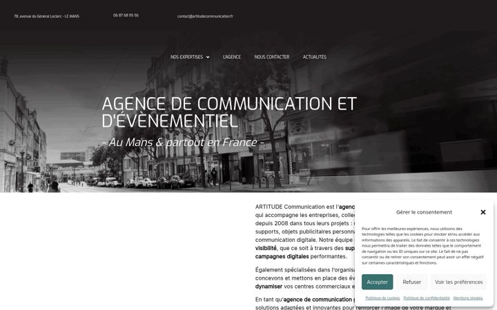 Snimka zaslona za artitudecommunication.fr