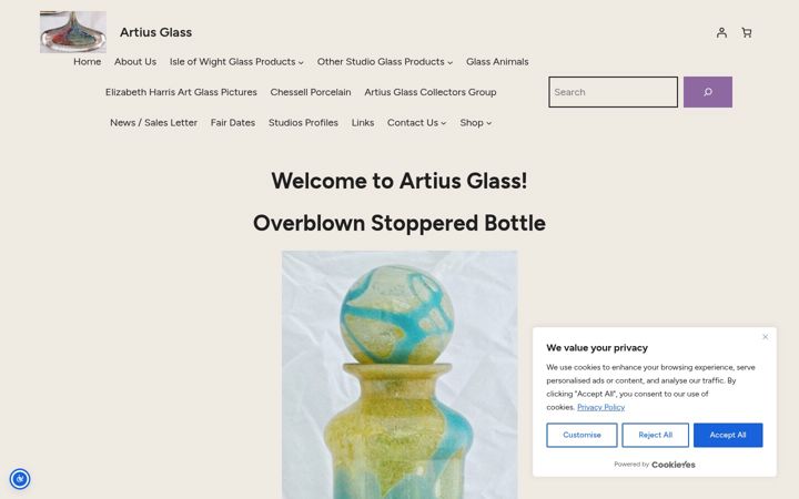 Zrzut ekranu artiusglass.co.uk