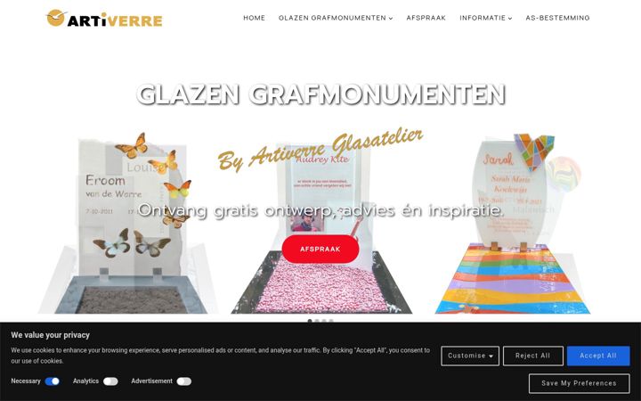 Screenshot of artiverre.nl
