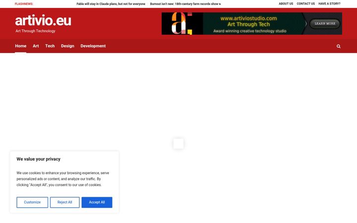 Screenshot of artivio.eu