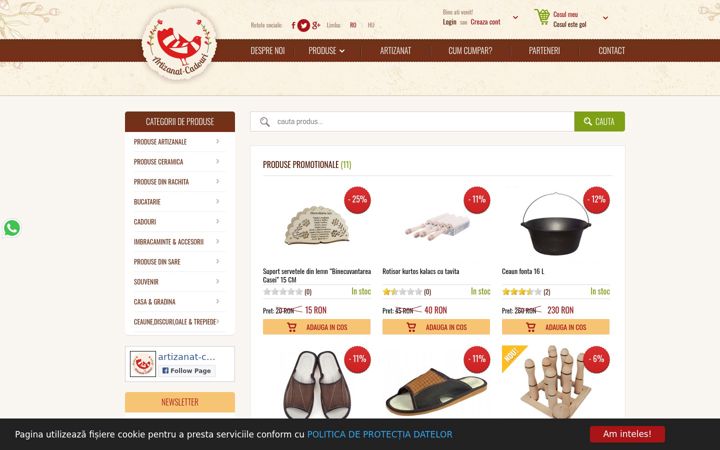 Screenshot of artizanat-cadouri.ro
