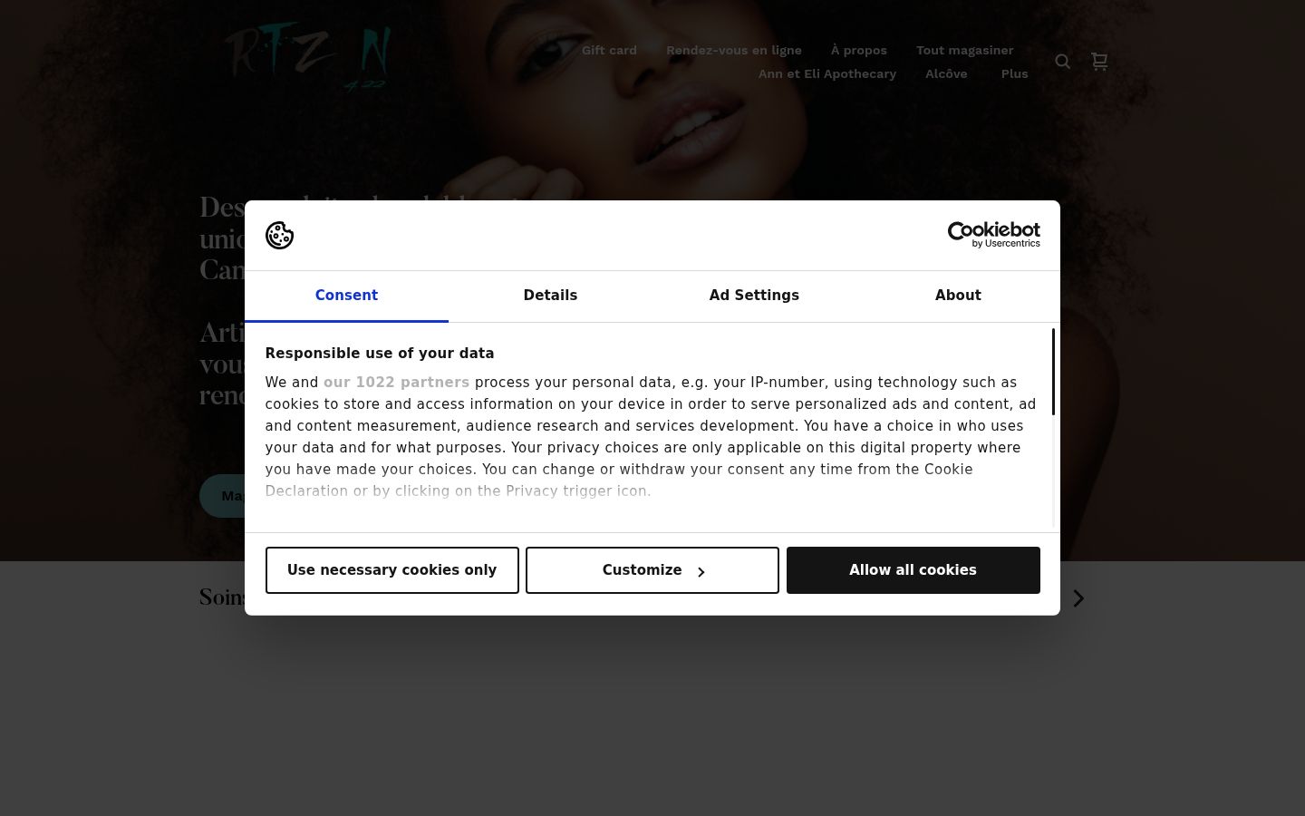 Screenshot of the consent banner shown before any interaction